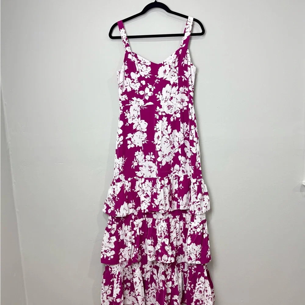 Abercrombie & Fitch Floral Pink Drama Ruffle T Maxi Dress NWT